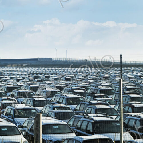 New Cars in Parking Lot New Cars in Parking Lot
