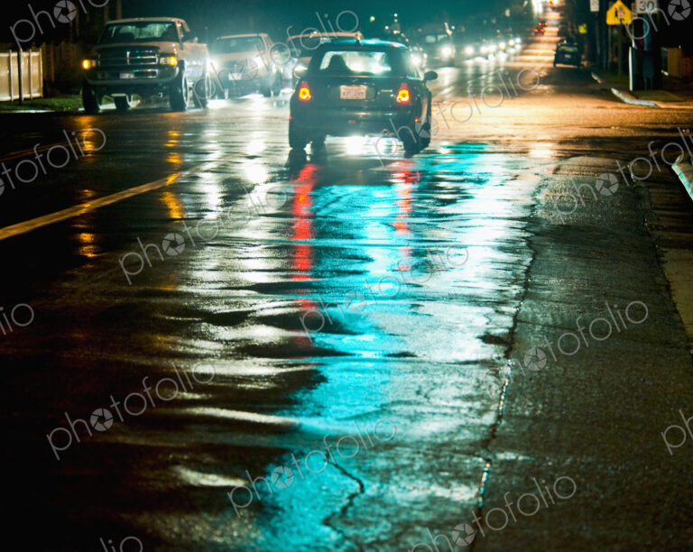 Night Traffic on a Wet Street