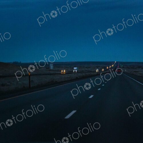 Night driving on Interstate 90, a view of the oncoming traffic. Night driving on Interstate 90, a view of the oncoming traffic.