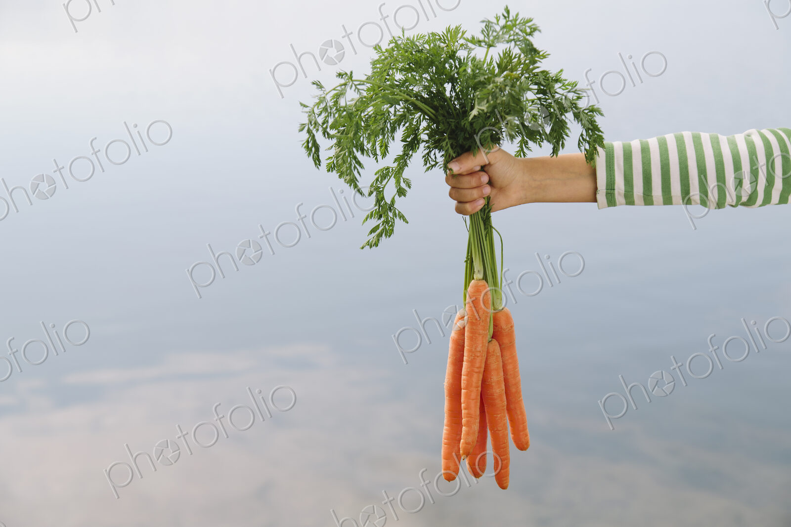 Nine year old girl holding organic carrots