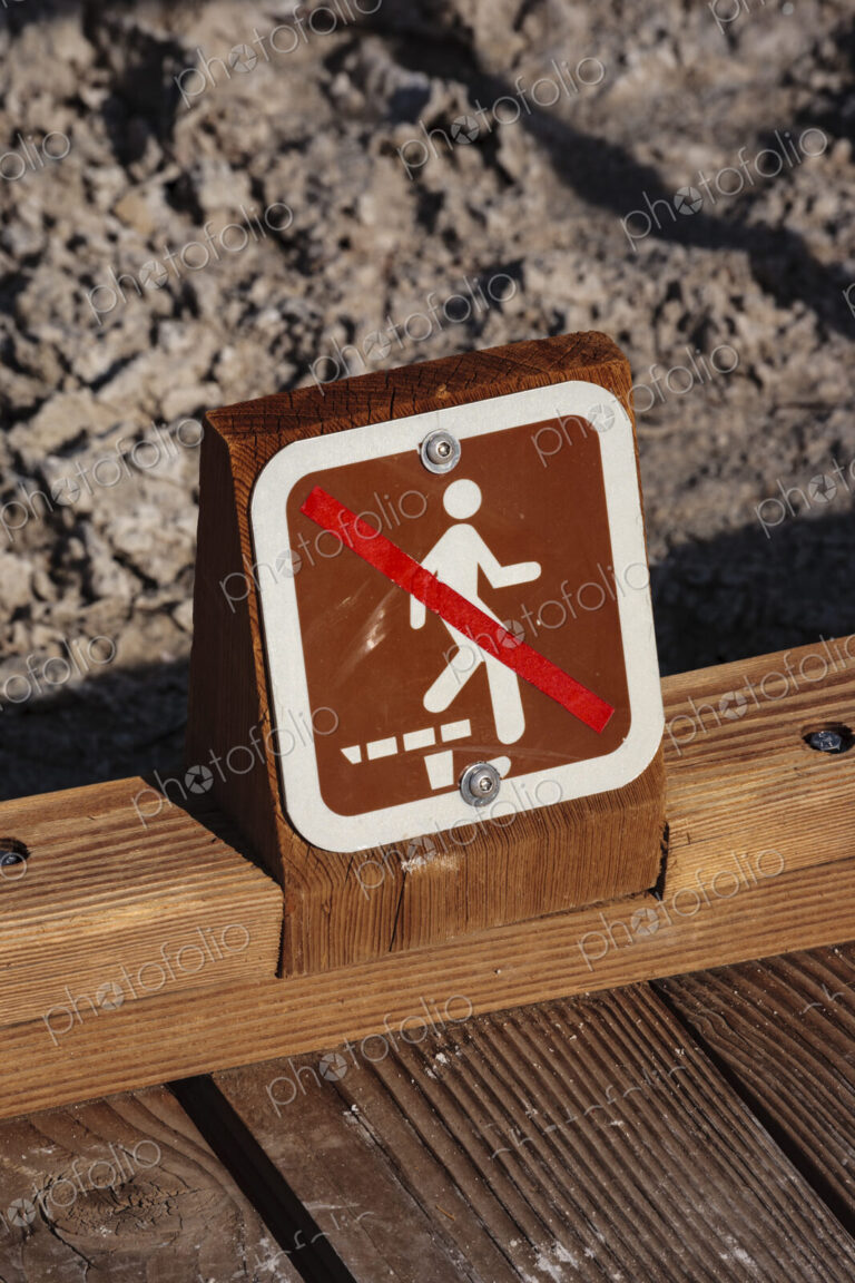 No walking sign on pathway in Death Valley, CA USA