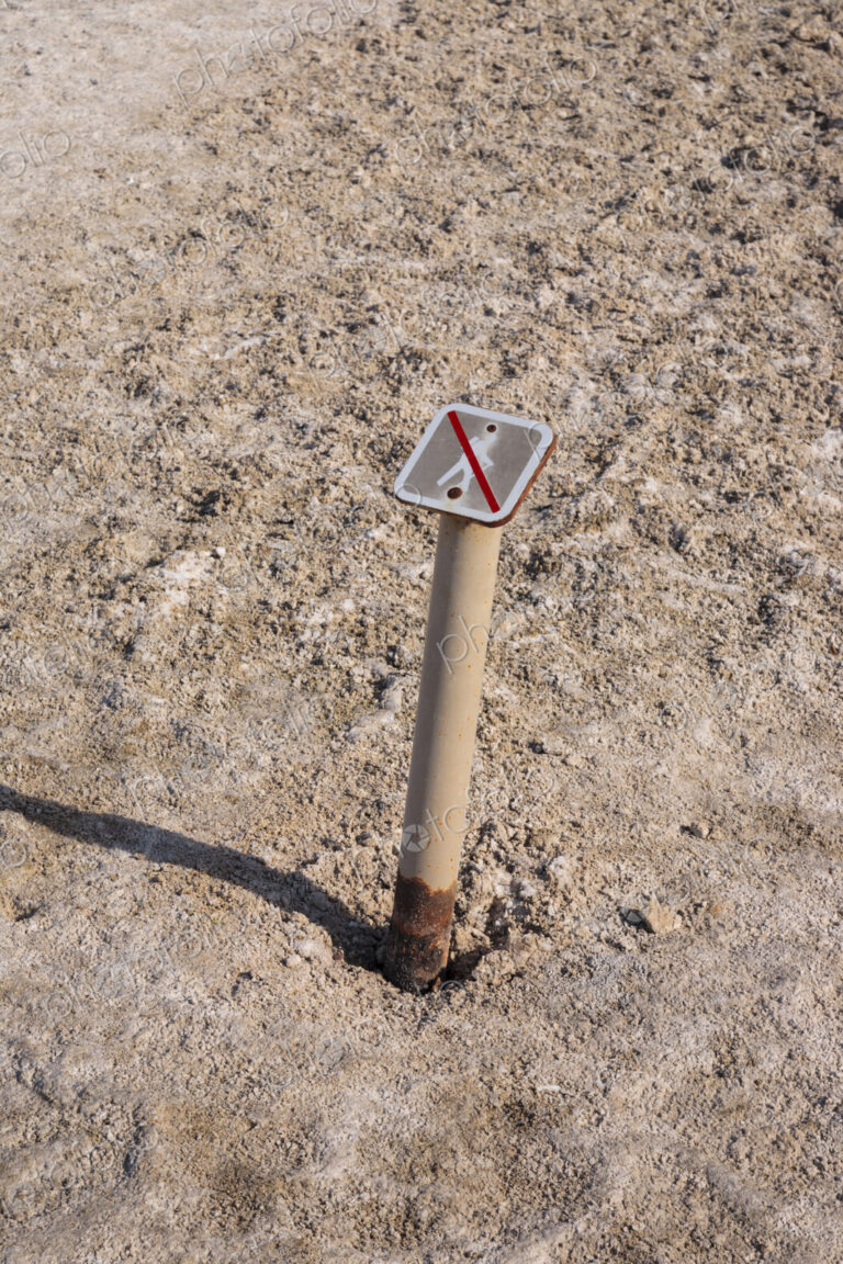 No walking sign on pathway in Death Valley, CA USA