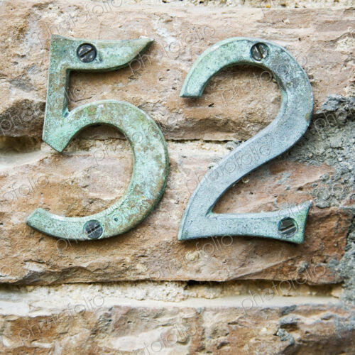 Number 52 on Brick Wall Number 52 on Brick Wall