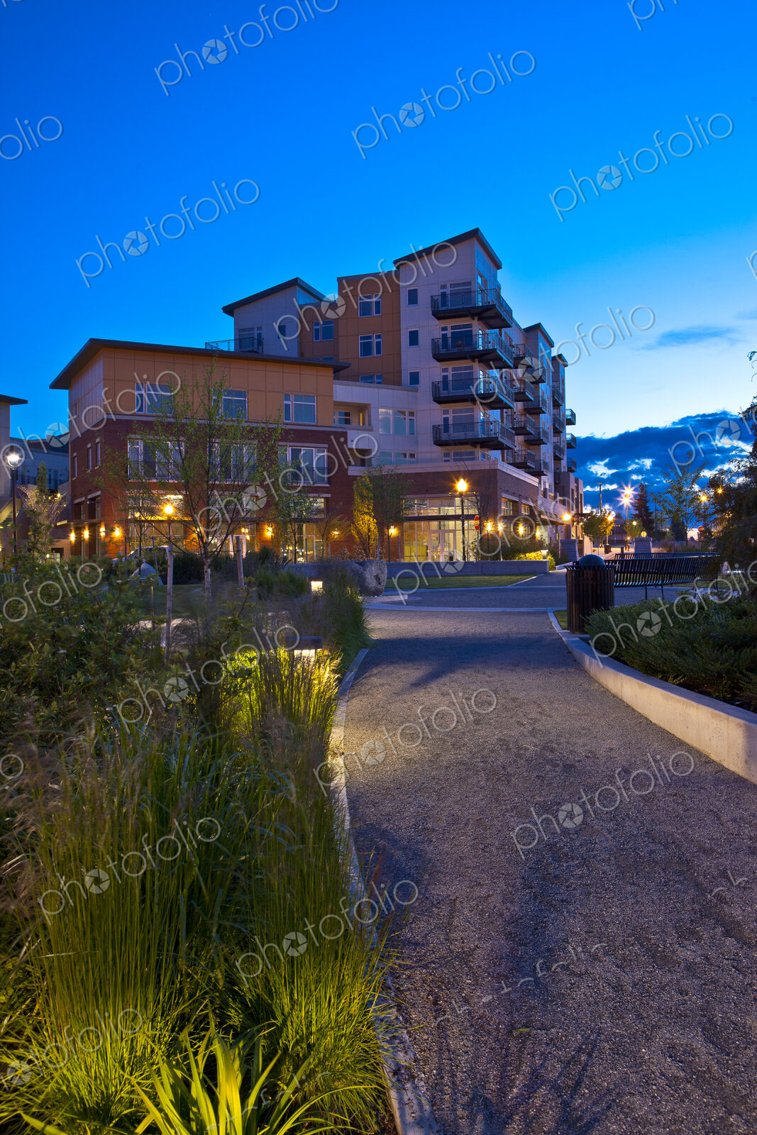 Office and Apartment Building at Night