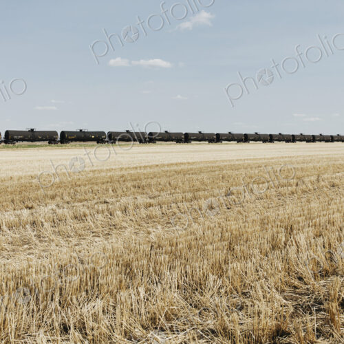 Oil train cars and fallow farmland, near Swift Current, Saskatchewan, Canada. Oil train cars and fallow farmland, near Swift Current, Saskatchewan, Canada.