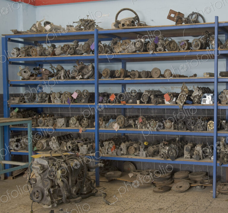 Old Automobile Parts on Shelves