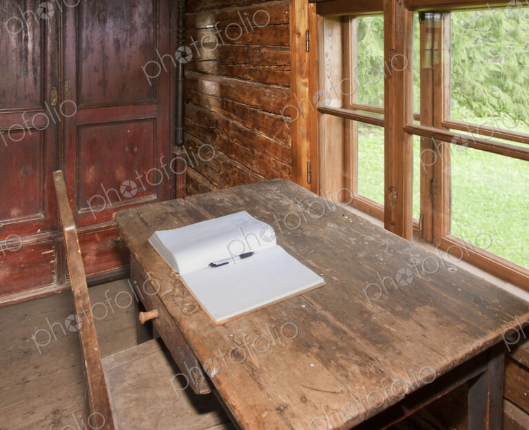 Old Wooden Desk and Chair