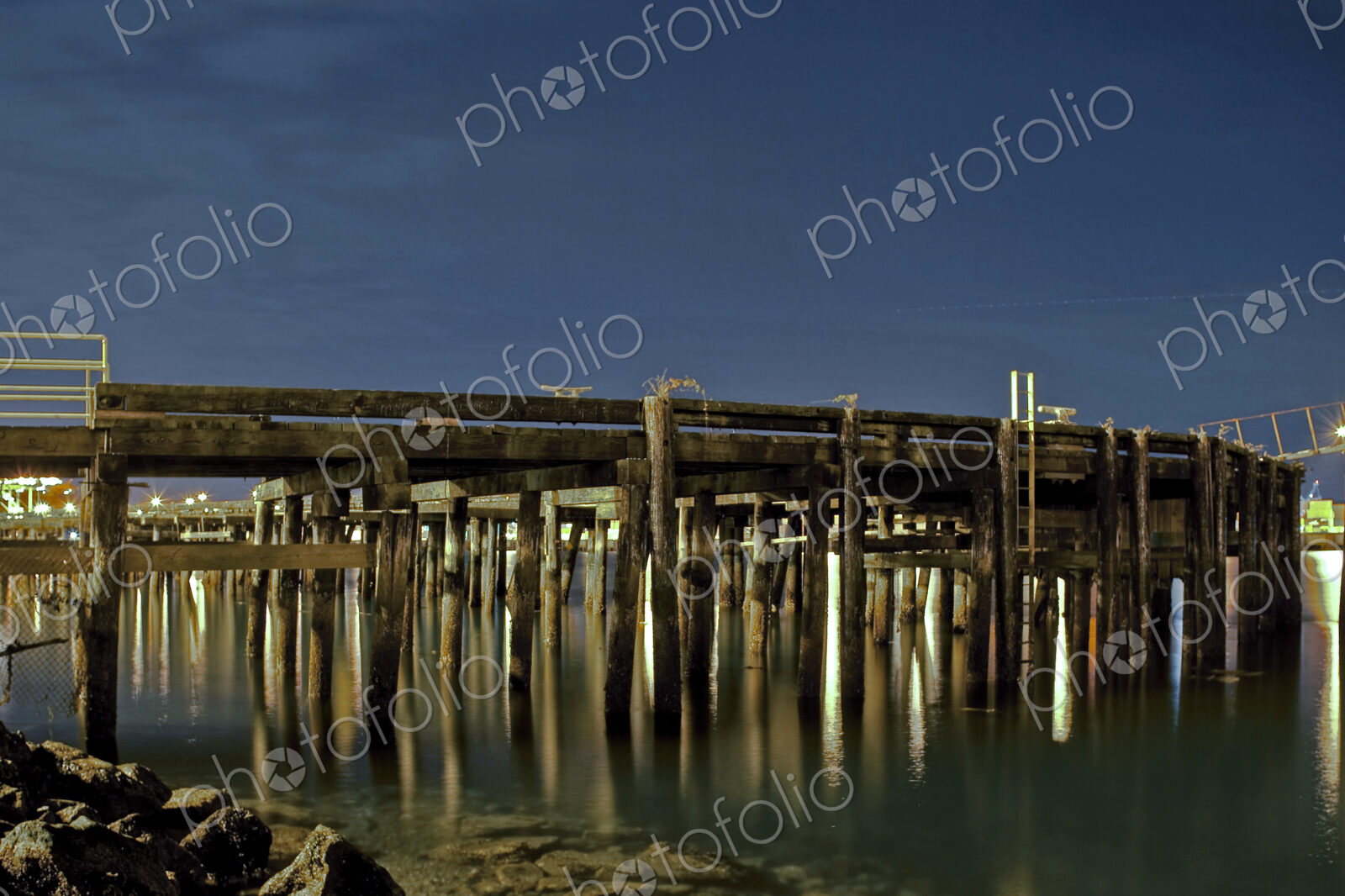 Old Wooden Dock at Night