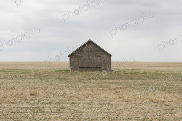 Old barn and fallow field,