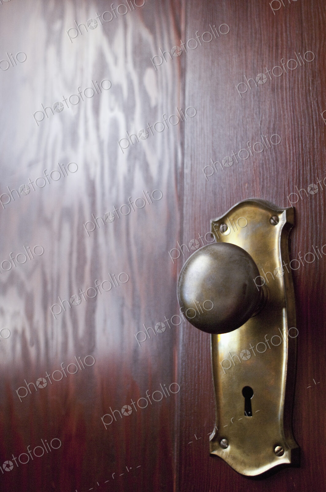 Old-fashioned Doorknob on a Wooden Door