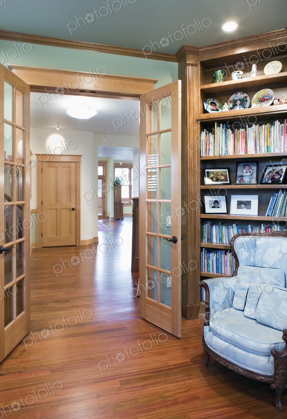 Open French Doors and Home Library
