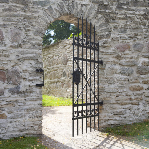 Open Gate Door in a Stone Wall Open Gate Door in a Stone Wall