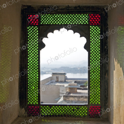 Open Stained Glass Window in City Palace Open Stained Glass Window in City Palace