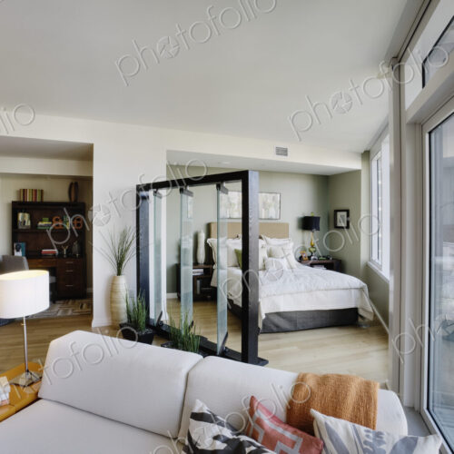 Open floor plan in luxury highrise apartment Open floor plan in luxury highrise apartment