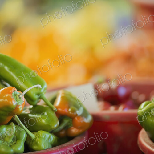 Organic Assorted Green Peppers on display Organic Assorted Green Peppers on display