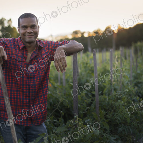 Organic Farmer with Tomato Plants Organic Farmer with Tomato Plants
