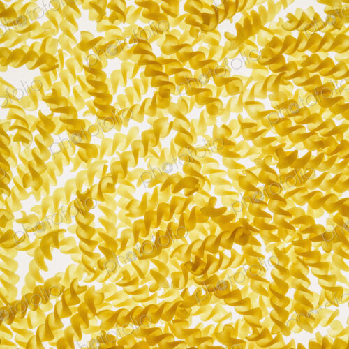 Organic gluten free fusilli pasta spirals, white background Organic gluten free fusilli pasta spirals, white background
