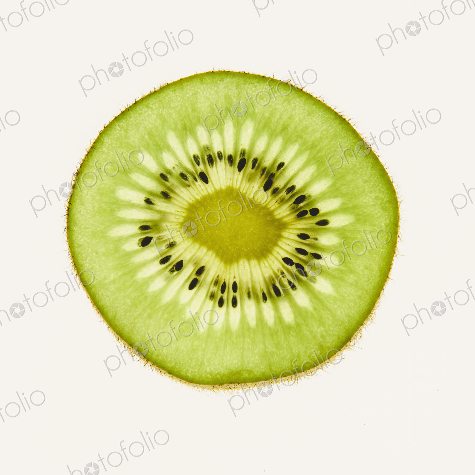 Organic kiwi slice, white background