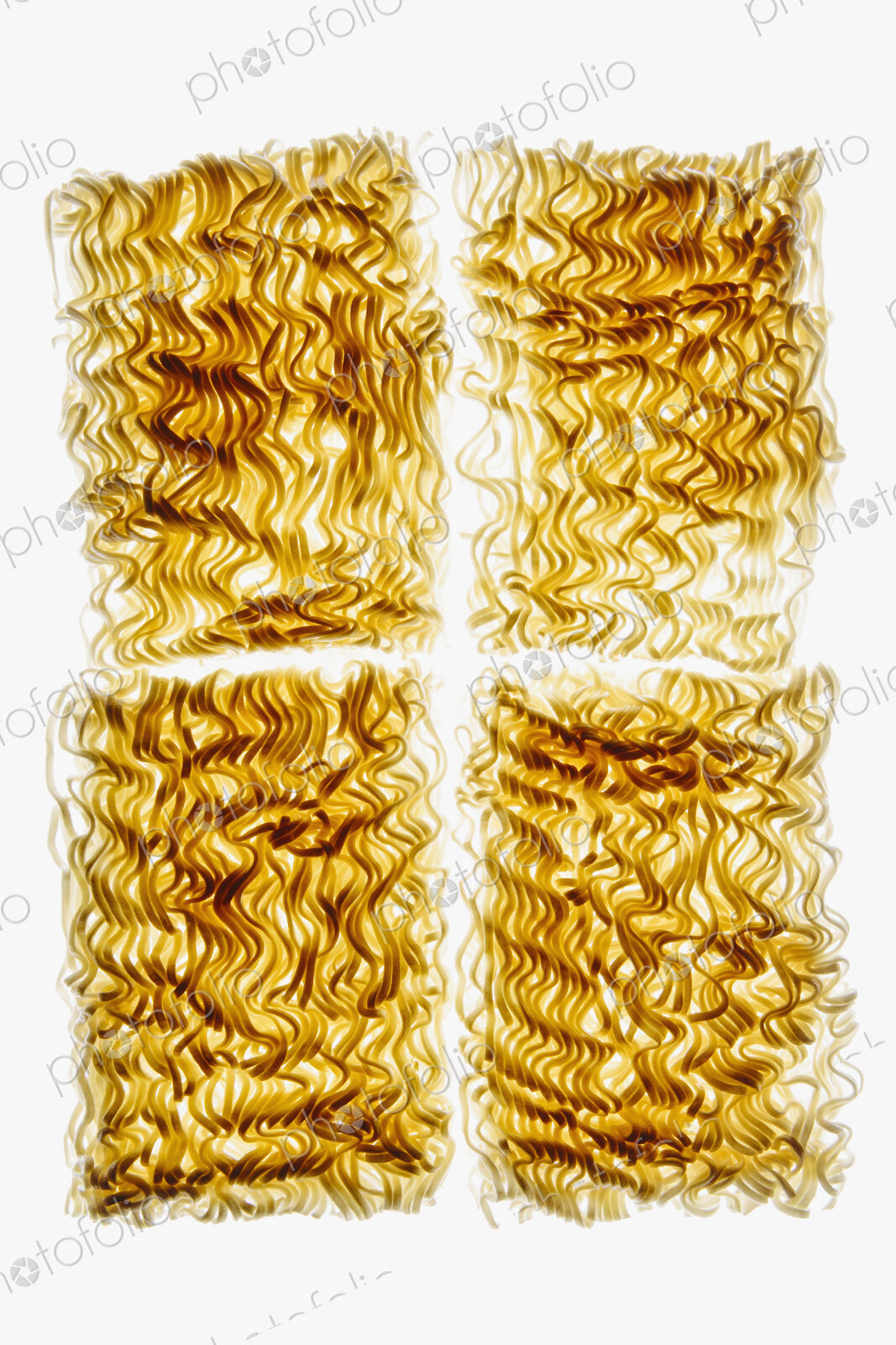 Organic (wheat flour) ramen noodles on white background
