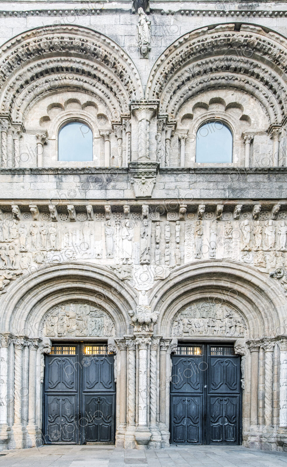 Ornate arches on cathedral exterior