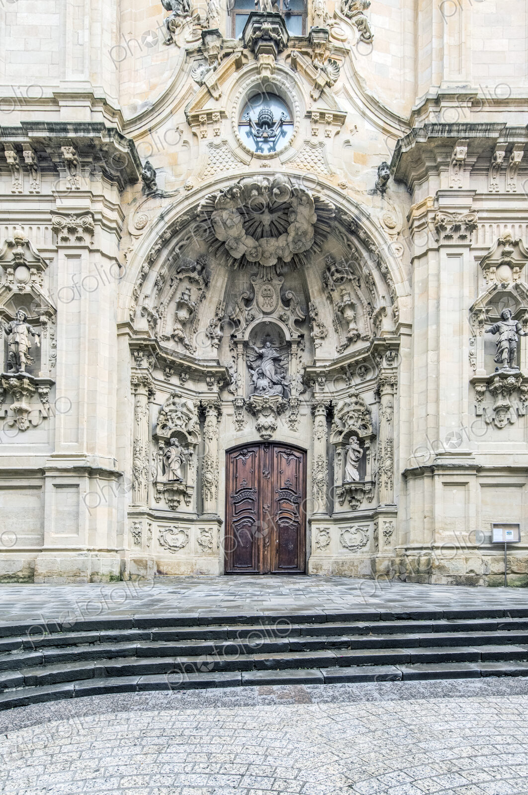 Ornate arches on cathedral exterior