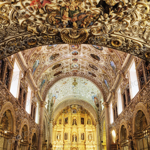Ornate interior and decorated ceiling of a church. Ornate interior and decorated ceiling of a church.