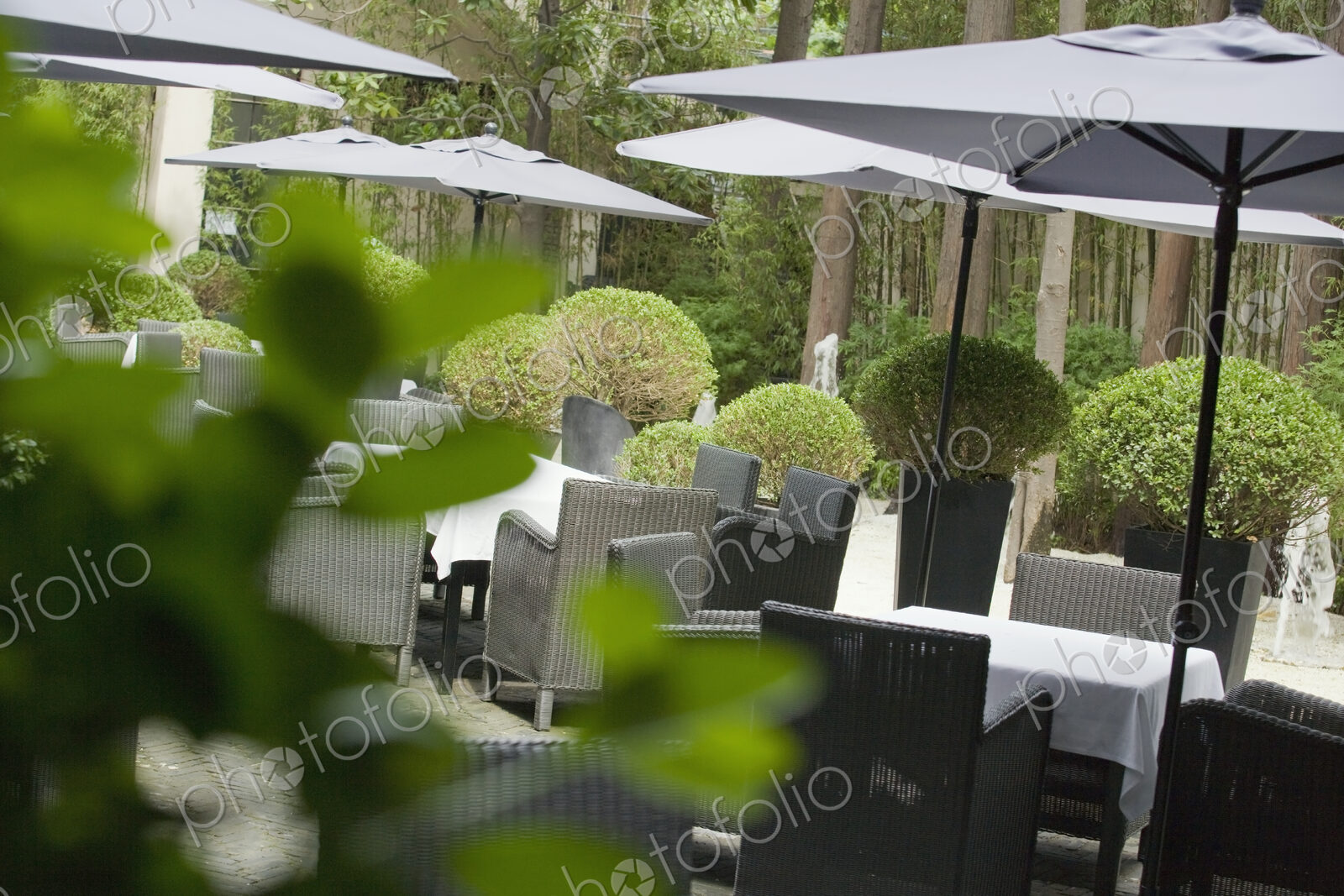 Outdoor Seating, tables and chairs in a garden