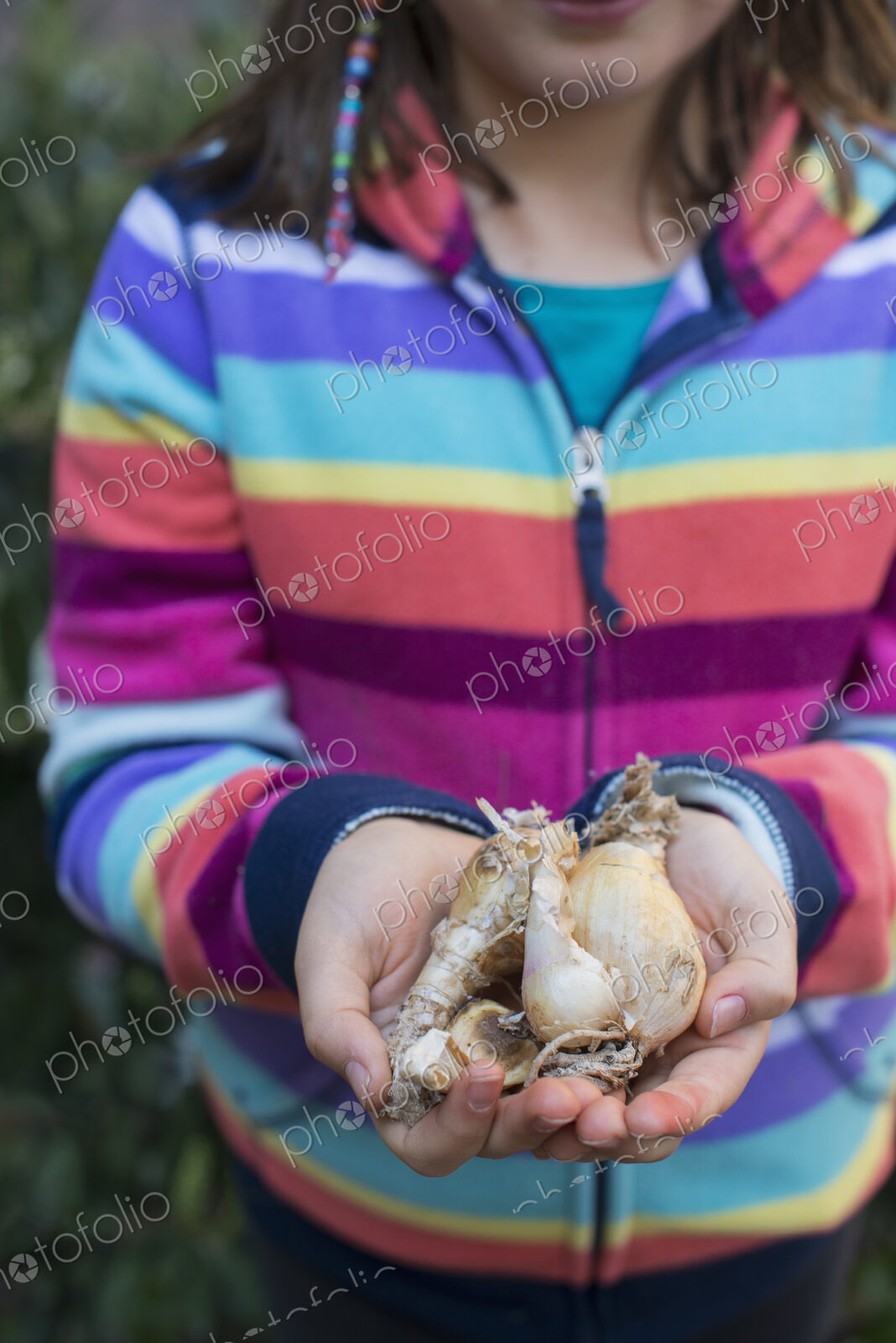 Outdoors in the city in spring. An urban lifestyle. A young girl holding a small…