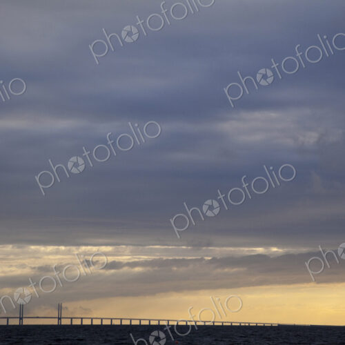 Overcast sky over Oresund Bridge, Malmo, Sweden