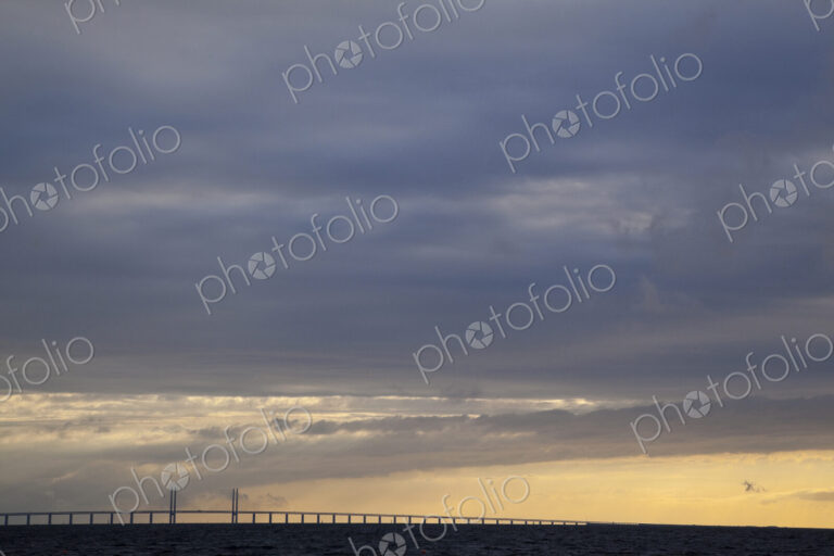 Overcast sky over Oresund Bridge, Malmo, Sweden