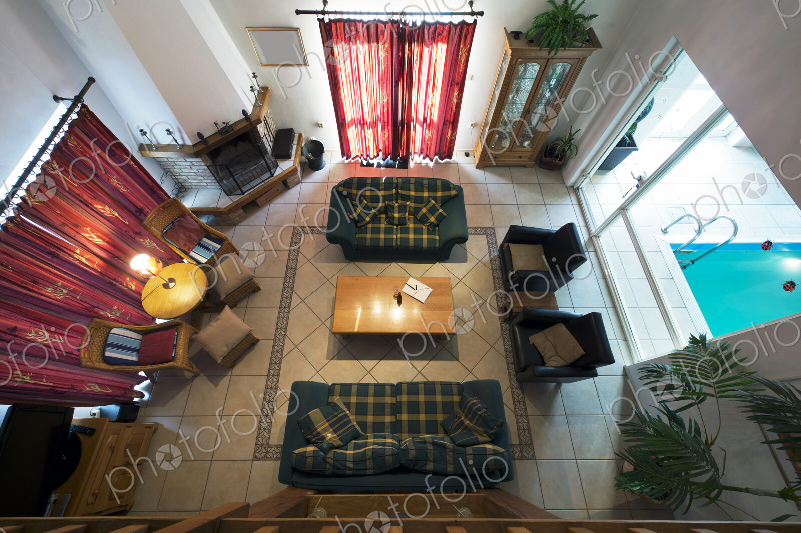 Overhead view of living room