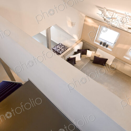 Overhead view of loft in modern home Overhead view of loft in modern home