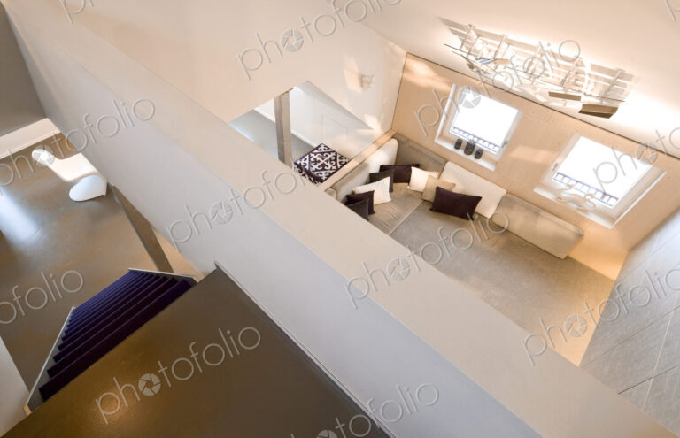 Overhead view of loft in modern home