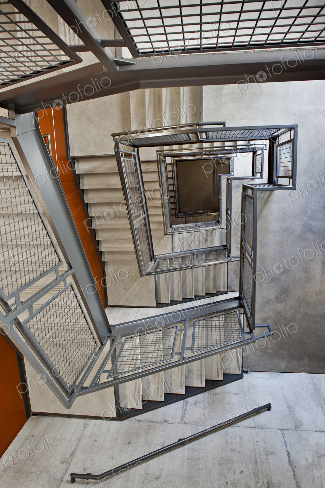 Overhead view of modern staircase