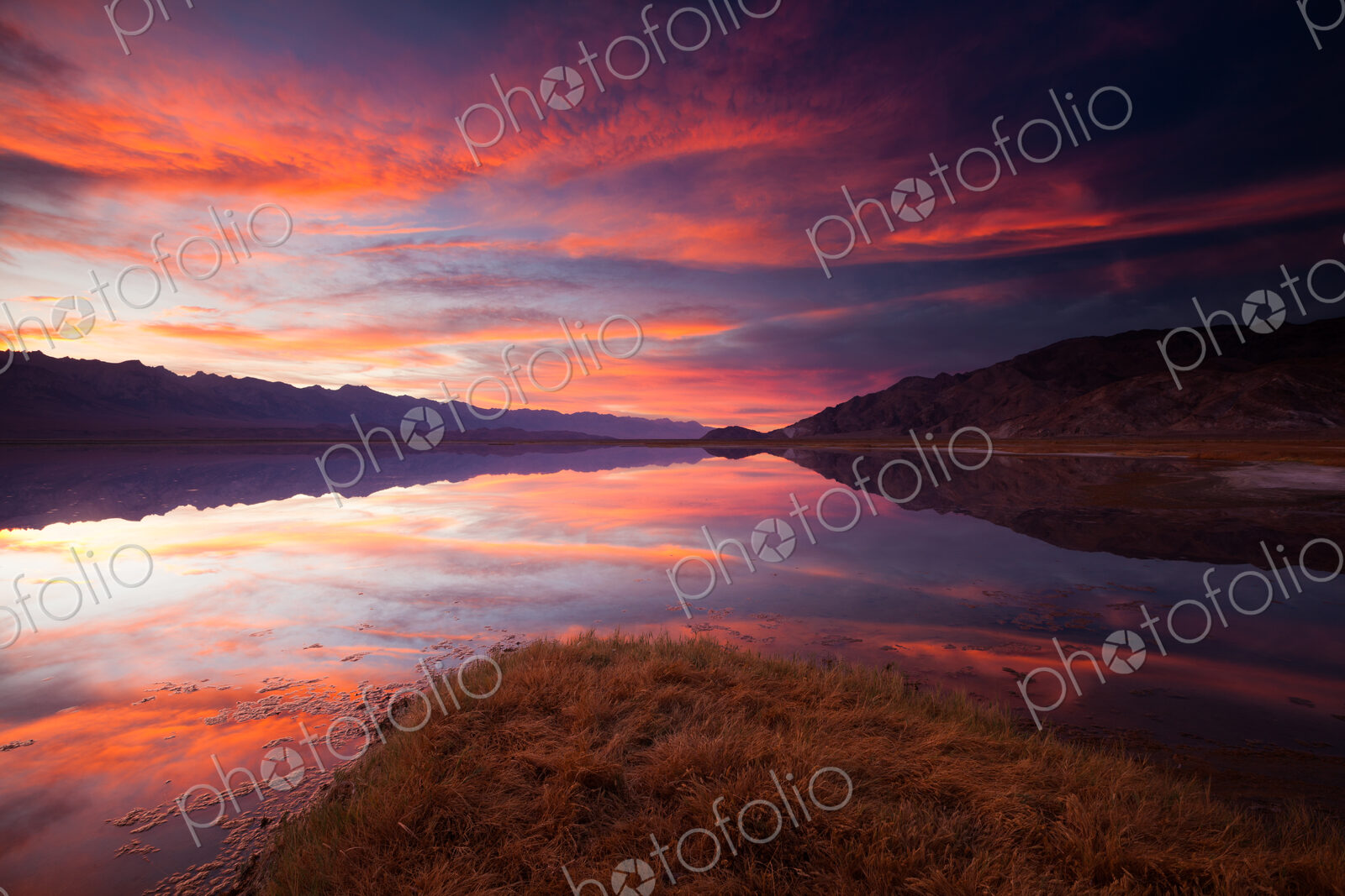 Owens Lake, California, USA at sunset.