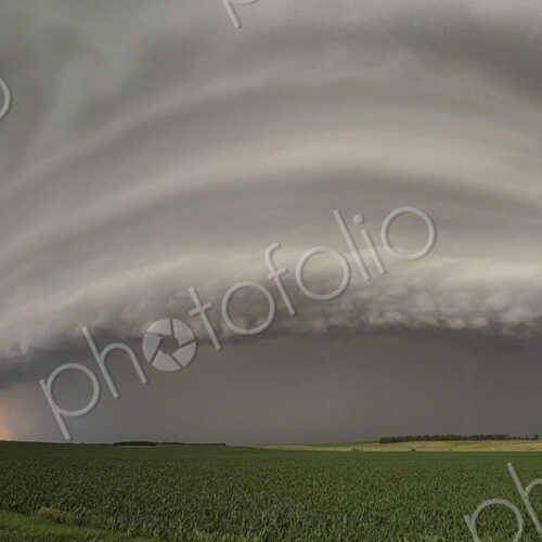 Panoramic view of the clouds and the sky during a Tornado-Warned Supercell storm