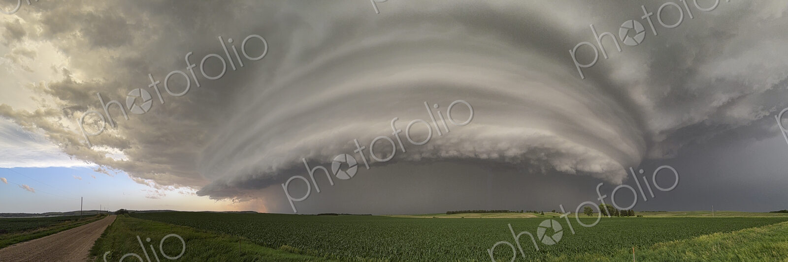 Panoramic view of the clouds and the sky during a Tornado-Warned Supercell storm