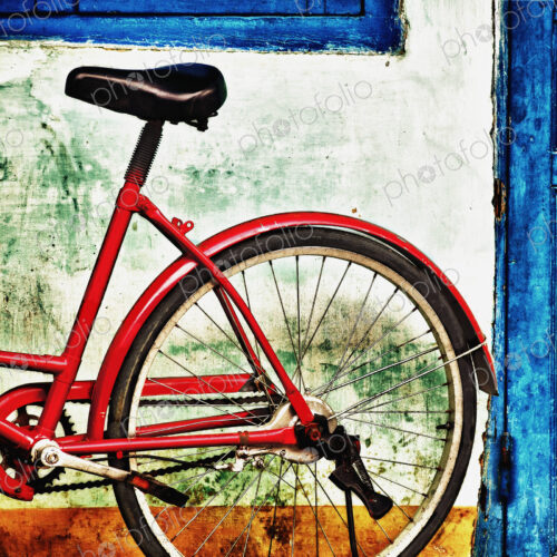 Parked Bicycle in Vibrant Colors