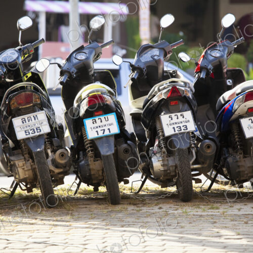 Parked Motor Scooters Parked Motor Scooters