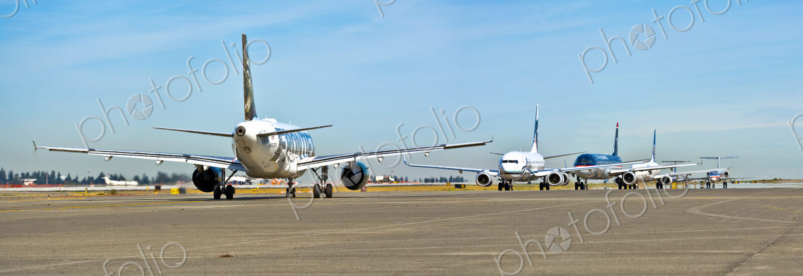 Passenger Jets on a Runway