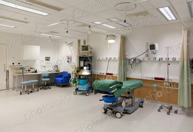 Patient faciities in a modern hospital, beds and patient bays, electronic equipment…