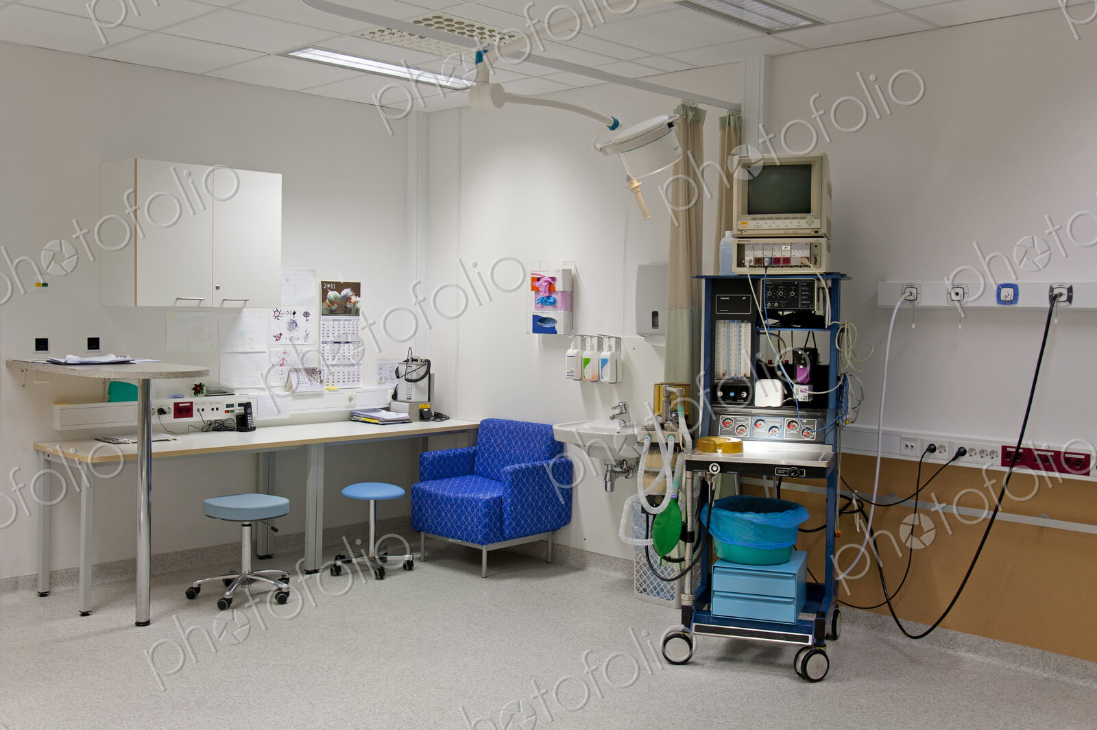 Patient faciities in a modern hospital, beds and patient bays, electronic equipment…