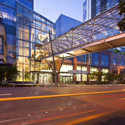 Pedestrian Skybridge At Sunrise
