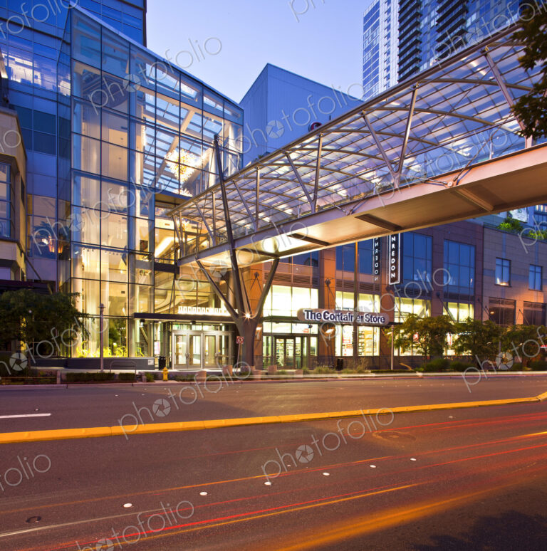 Pedestrian Skybridge At Sunrise