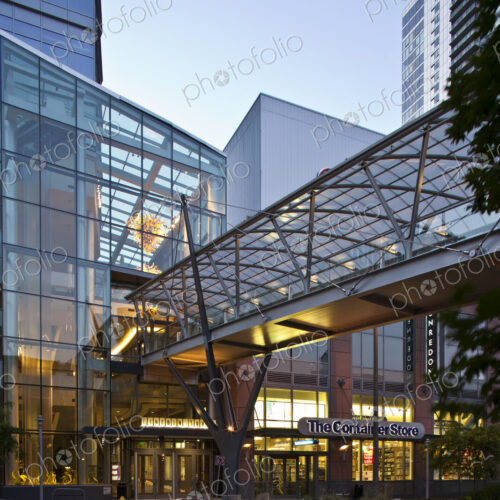 Pedestrian Skybridge At Sunrise