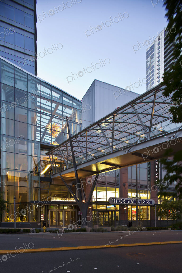 Pedestrian Skybridge At Sunrise