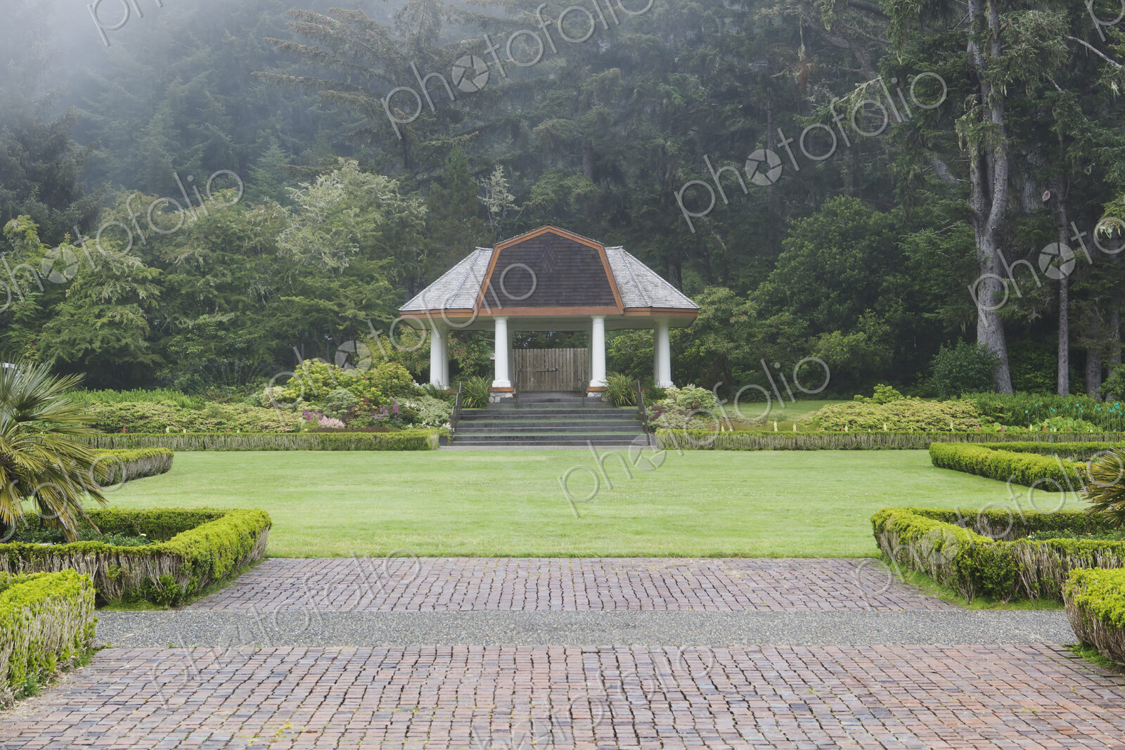 Pergola at Shore Acres State Park botanical gardens in Oregon.