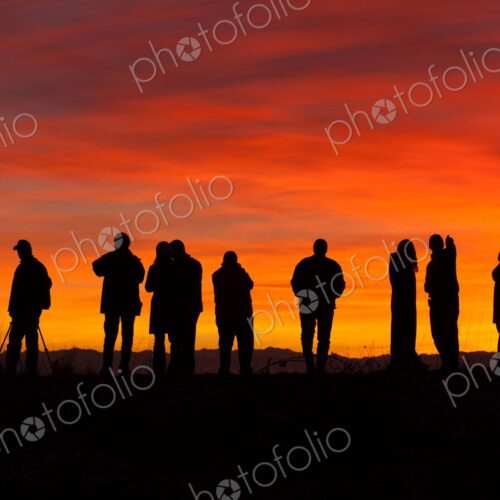 Photographers at sunset, Skagit Flats, Washington