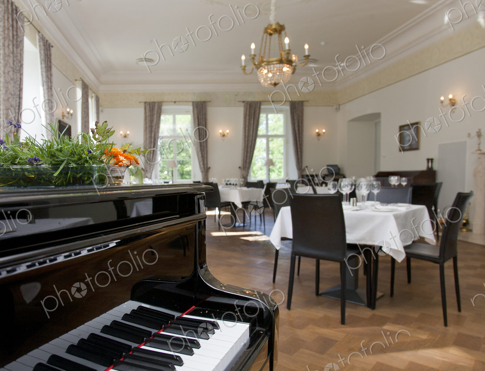 Piano in a Upscale Dining Room