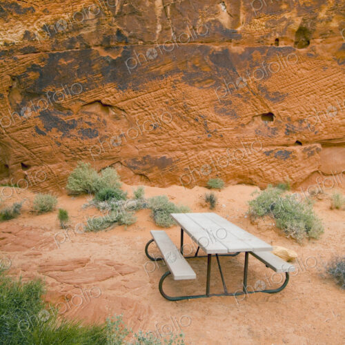 Picnic table in Valley of Fire State Park, Nevada, United States Picnic table in Valley of Fire State Park, Nevada, United States